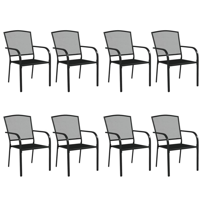 vidaXL Steel Large Stackable Garden Dining Set in Anthracite/Gray