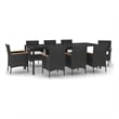 vidaXL PE Rattan 9 Piece Set Durable Garden Dining Set in Black