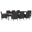 vidaXL PE Rattan 9 Piece Set Durable Garden Dining Set in Black