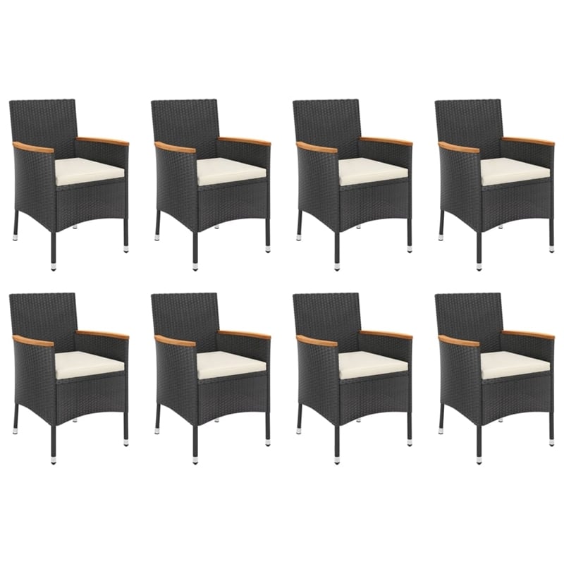 vidaXL PE Rattan 9 Piece Set Durable Garden Dining Set in Black