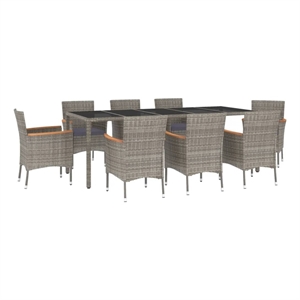 vidaXL 9 Piece Patio Dining Set in Gray