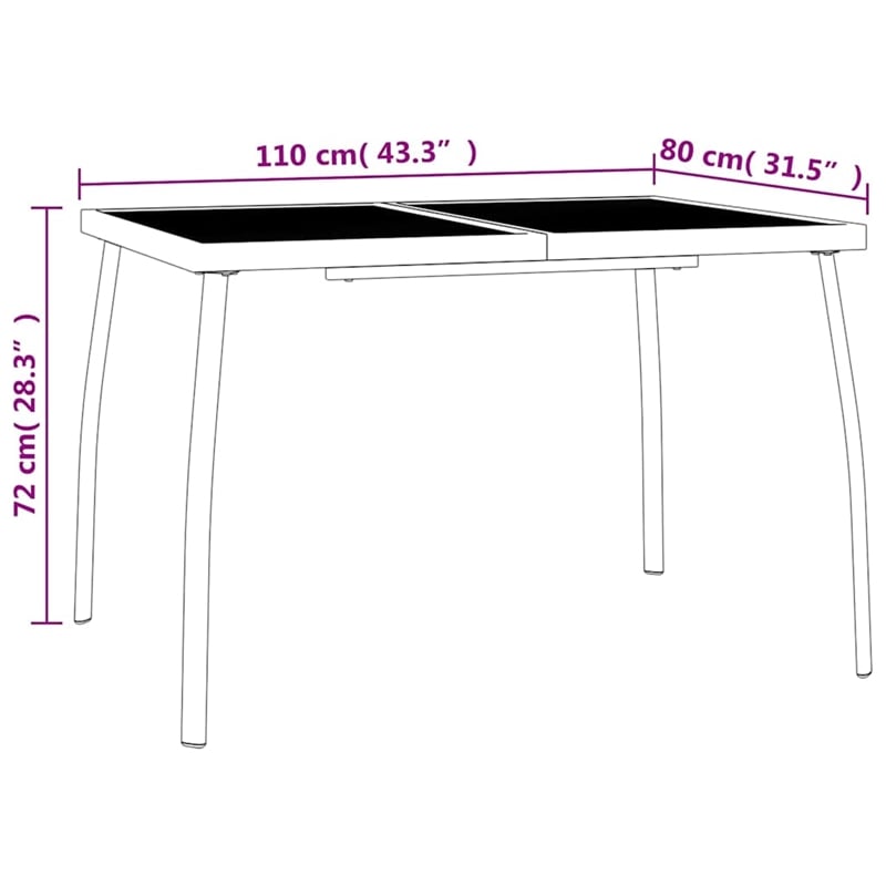 vidaXL Powder-Coated Steel Medium Foldable Garden Dining Set in Anthracite/Gray