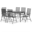 vidaXL Steel 7-Piece Set Garden Dining Set in Anthracite/Gray