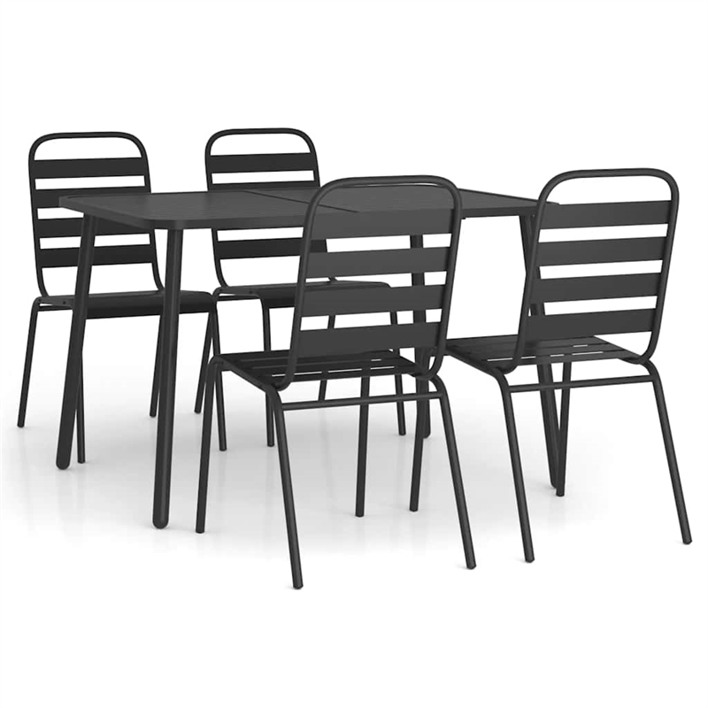 vidaXL Steel E-Coated and Powder-Coated Garden Dining Set in Anthracite/Gray