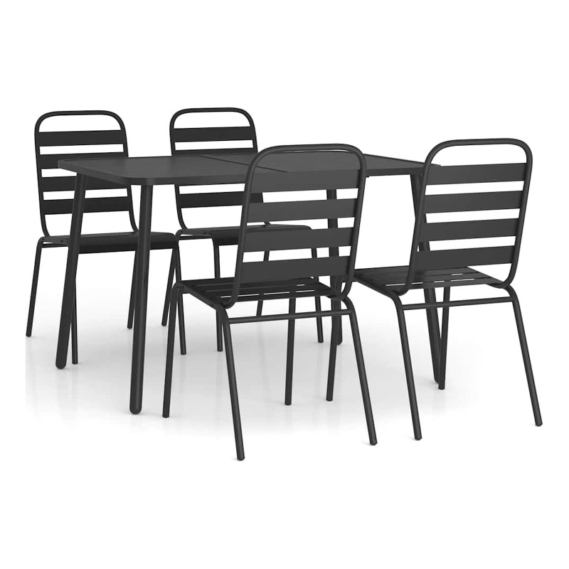 vidaXL Steel E-Coated and Powder-Coated Garden Dining Set in Anthracite/Gray