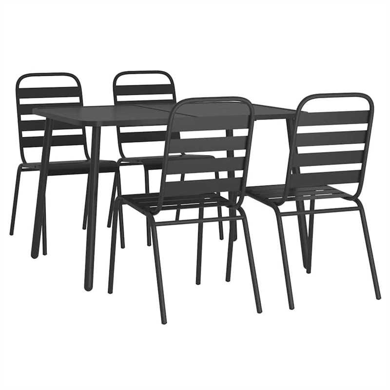 vidaXL Steel E-Coated and Powder-Coated Garden Dining Set in Anthracite/Gray