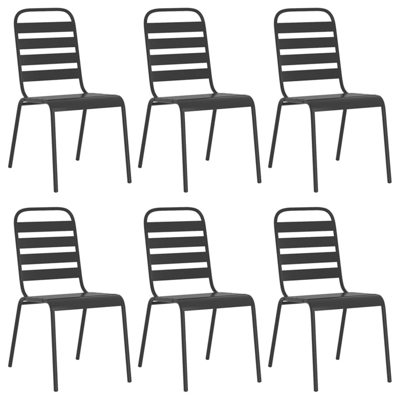 vidaXL Steel Medium Stackable Garden Dining Set in Anthracite/Gray