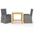 vidaXL Poly Rattan Garden Dining Set in Grey