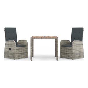 vidaXL Poly Rattan Garden Dining Set in Grey