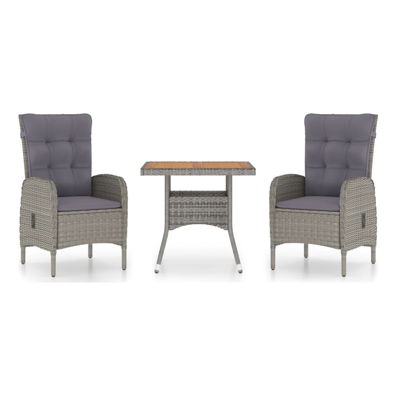 vidaXL Poly Rattan Medium Garden Dining Set in Grey