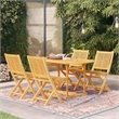 vidaXL Teak Wood Medium Foldable Garden Dining Set in Warm Brown