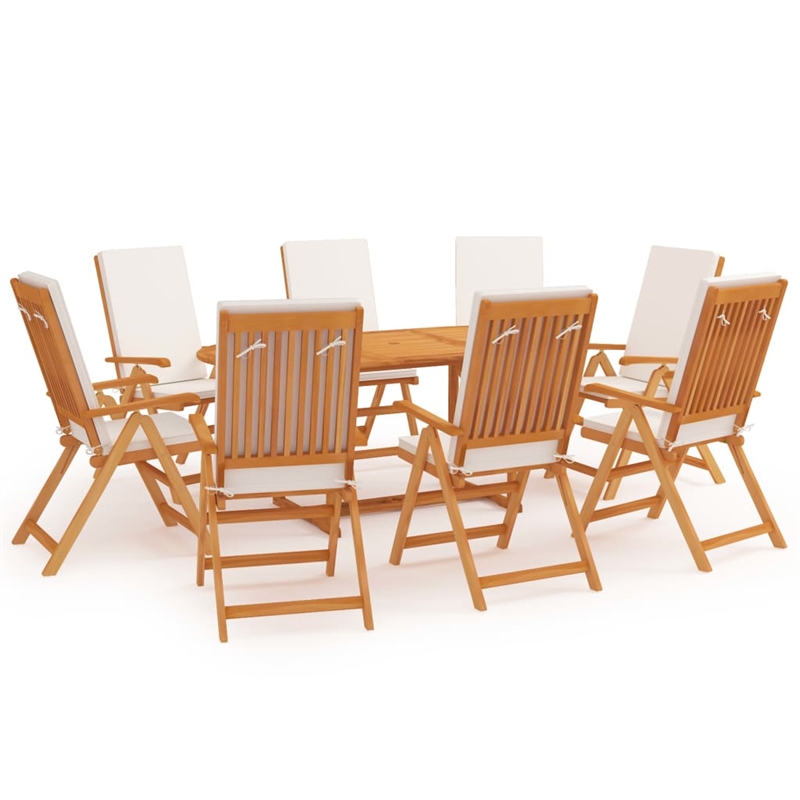 vidaXL Garden Dining Set in Cream White and Teak Wood