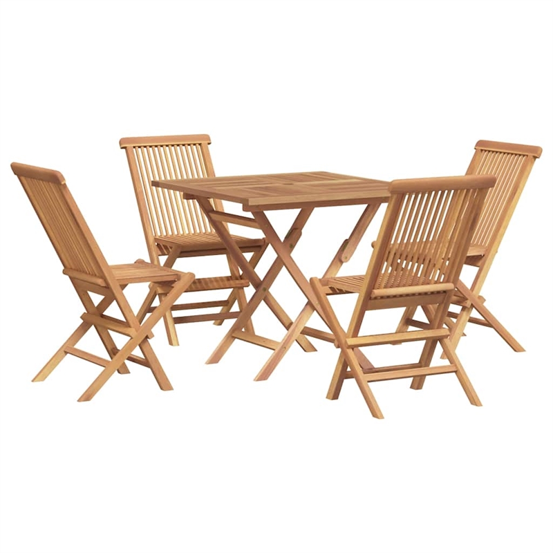 vidaXL Fine Sanded Teak Hardwood Garden Dining Set in Warm Brown