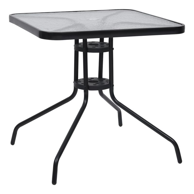 vidaXL Steel/Tempered Glass/Plastic Rattan Garden Dining Set in Black