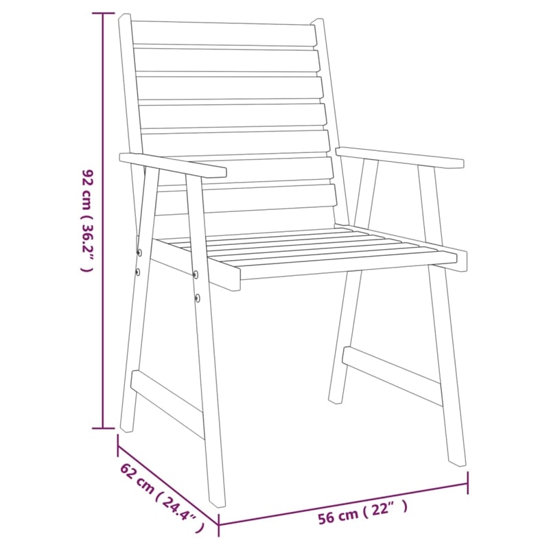 vidaXL Solid Acacia Wood Medium Garden Dining Set Natural Wood