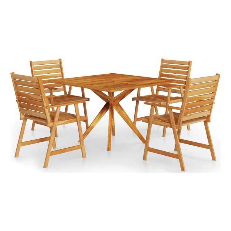 vidaXL Solid Acacia Wood Medium Garden Dining Set Natural Wood