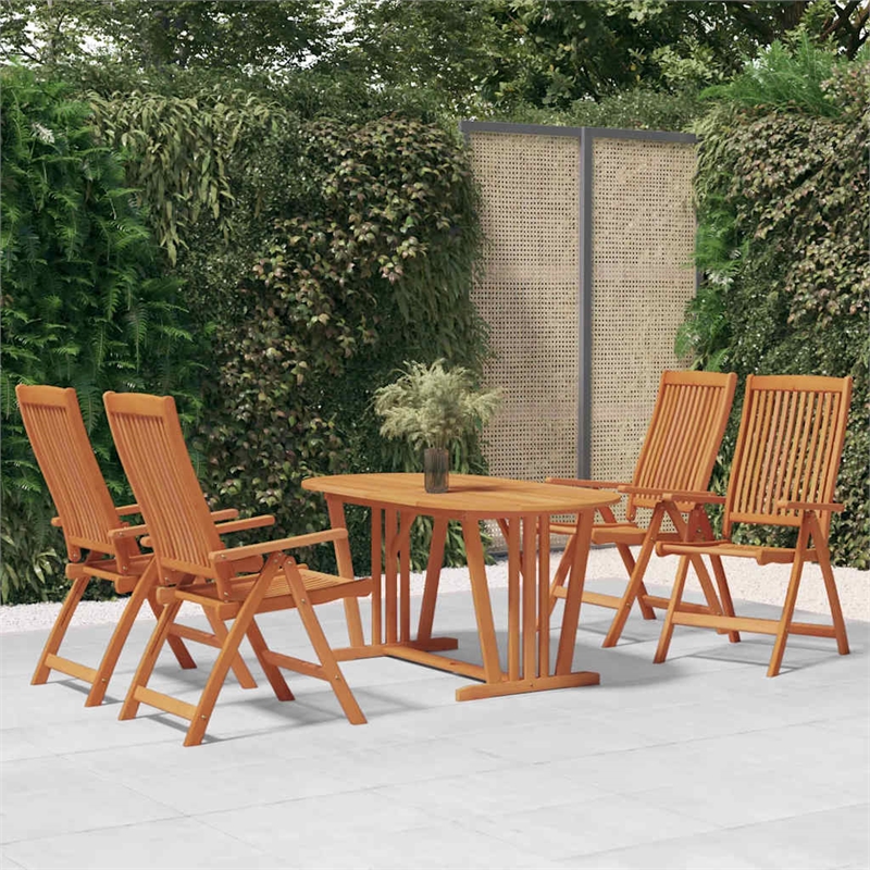 vidaXL Solid Eucalyptus Wood Medium Garden Dining Set in Reddish-Brown