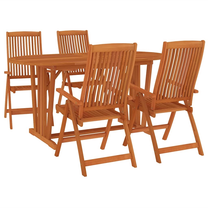 vidaXL Solid Eucalyptus Wood Medium Garden Dining Set in Reddish-Brown