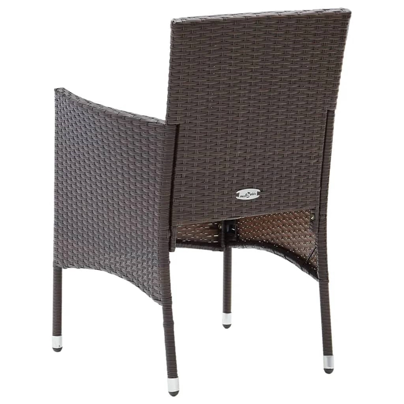 vidaXL Dining Set Rattan in Brown/Cream White Cushion