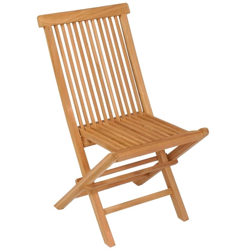 vidaXL Solid Teak Wood Medium Foldable Garden Dining Set in Warm Brown