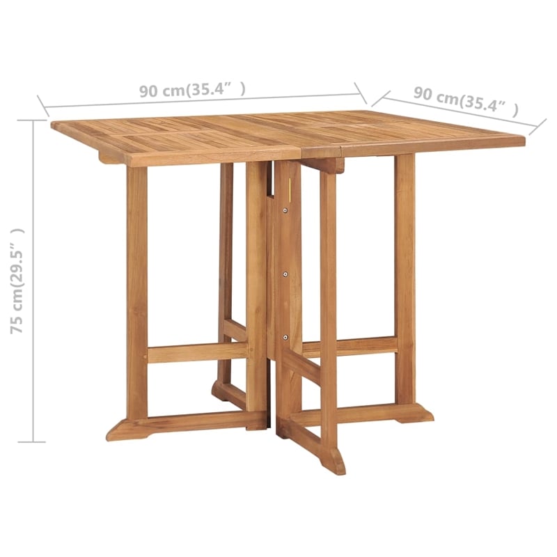 vidaXL Teak Wood Medium Outdoor Dining Set in Natural
