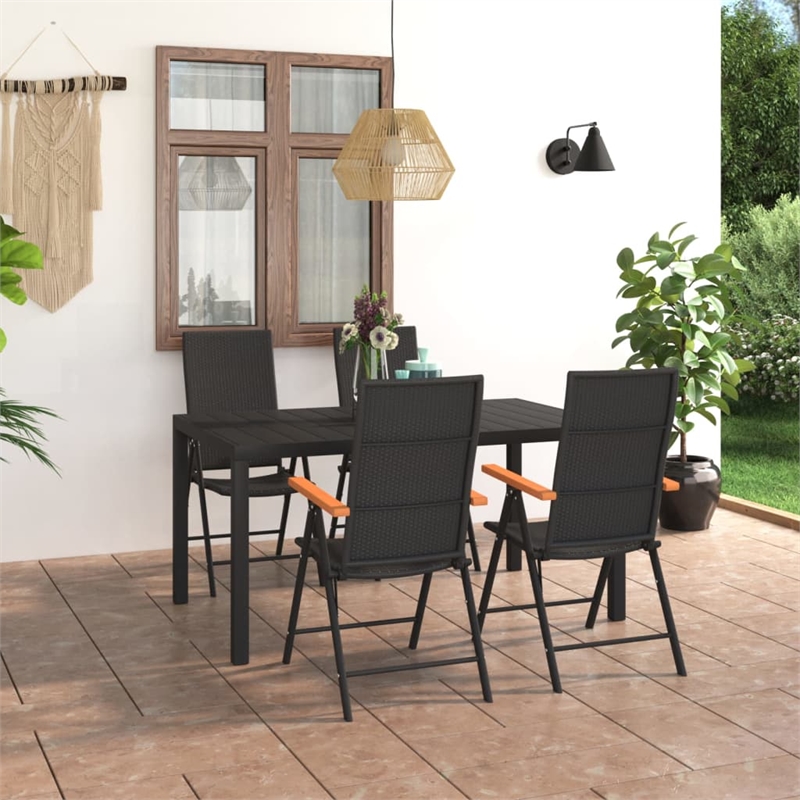 vidaXL PE Rattan/Aluminum Standard Dining Set in Black/Brown