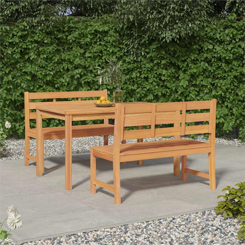 vidaXL Fine Sanded Teak Hardwood Garden Dining Set in Natural Teak
