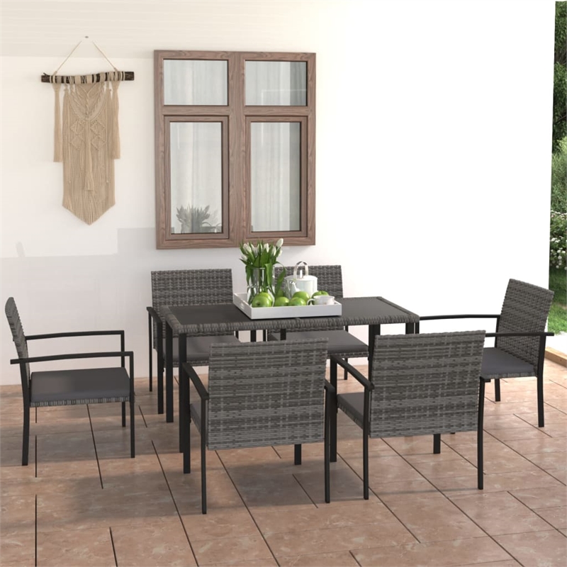 vidaXL Dining Set in Grey and in Black/Grey Cushions