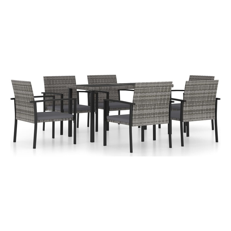 vidaXL Dining Set in Grey and in Black/Grey Cushions
