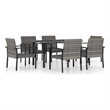 vidaXL Dining Set in Grey and in Black/Grey Cushions