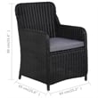 vidaXL Dining Set in Black/Dark Grey/Natural Wood