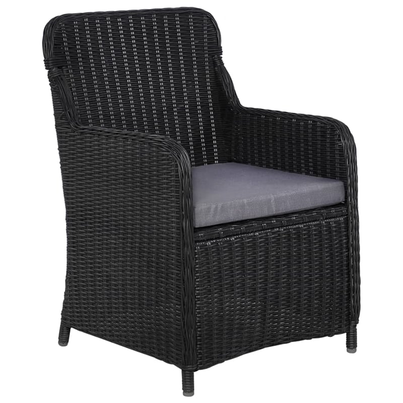 vidaXL Dining Set in Black/Dark Grey/Natural Wood