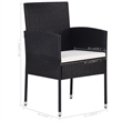 vidaXL Solid Acacia Wood Standard Durable Dining Set in Black/Cream White