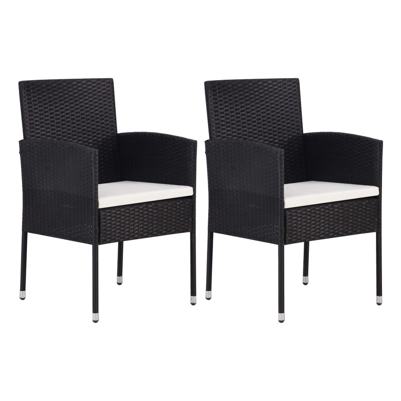 vidaXL Solid Acacia Wood Standard Durable Dining Set in Black/Cream White