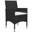 vidaXL Solid Acacia Wood Large Dining Set in Black and Cream White
