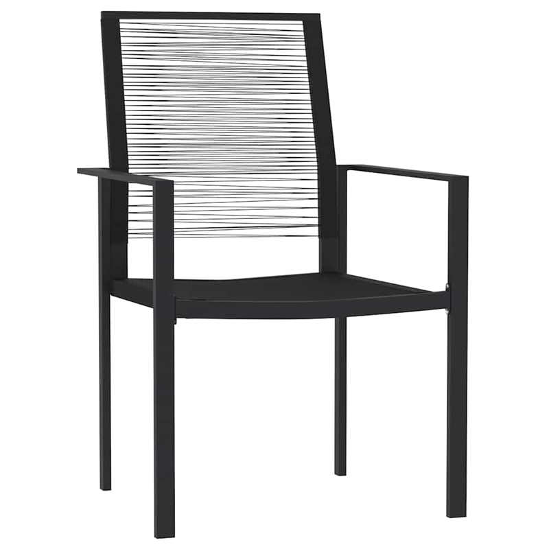 vidaXL Powder-Coated Steel/Glass/PVC Hollow Rattan Dining Set in Black