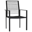 vidaXL Powder-Coated Steel/Glass/PVC Hollow Rattan Dining Set in Black