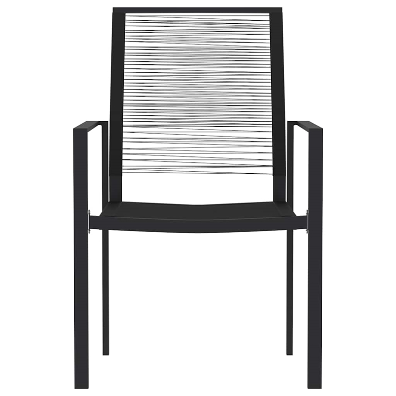 vidaXL Powder-Coated Steel/Glass/PVC Hollow Rattan Dining Set in Black