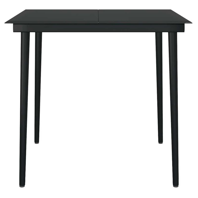 vidaXL Powder-Coated Steel/Glass/PVC Hollow Rattan Dining Set in Black