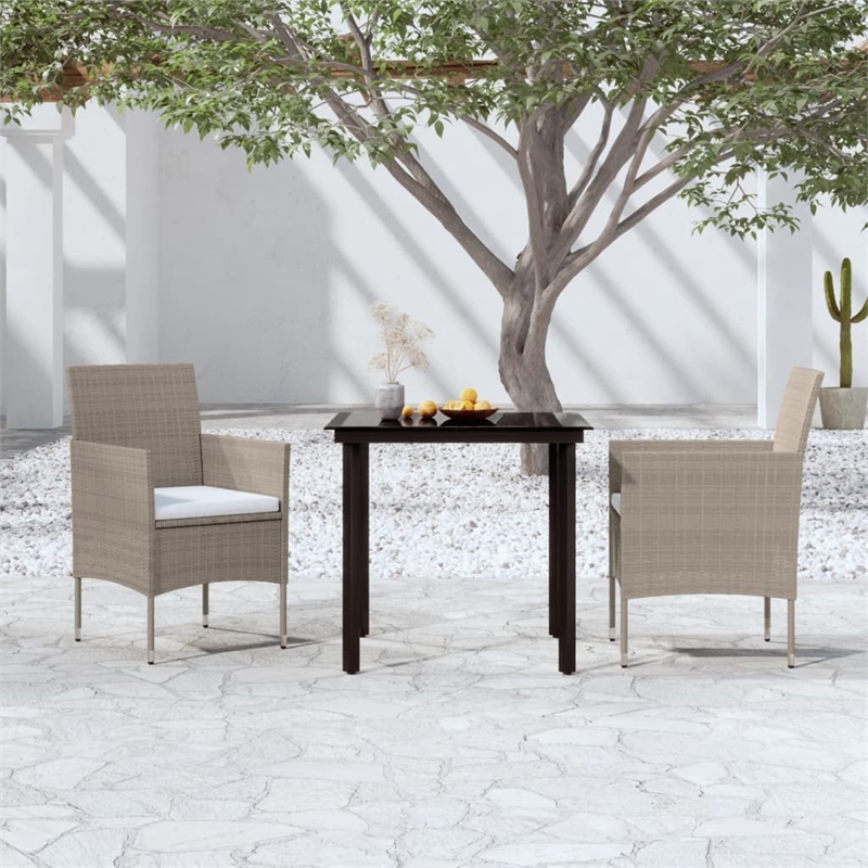 vidaXL Garden Dining Set in Beige and in Black