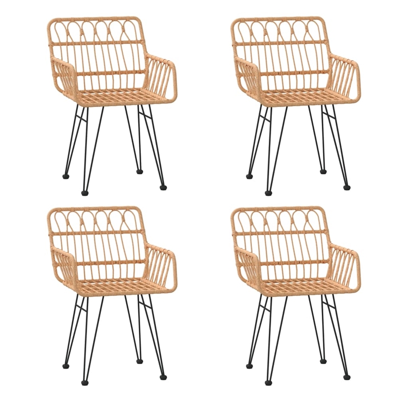 vidaXL Poly Rattan Standard Durable Garden Dining Set in Black