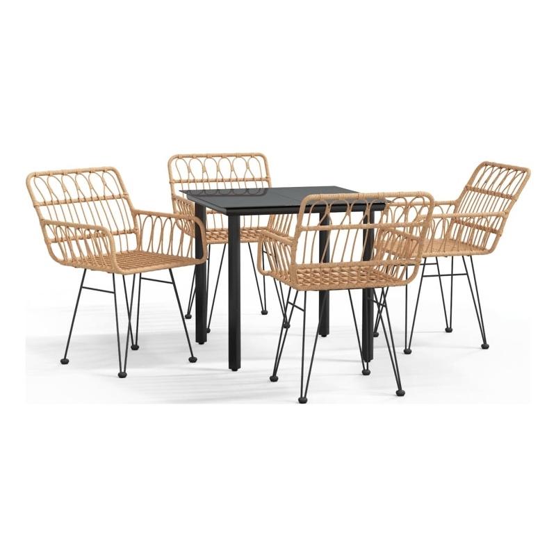 vidaXL Poly Rattan Standard Durable Garden Dining Set in Black