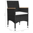 vidaXL Solid Acacia Wood 7 Piece Durable Dining Set in Black