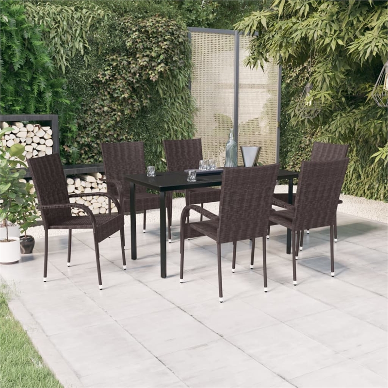 vidaXL Garden Dining Set in Brown and in Black