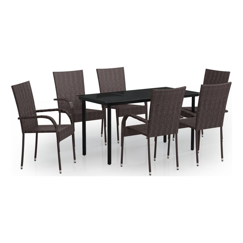 vidaXL Garden Dining Set in Brown and in Black