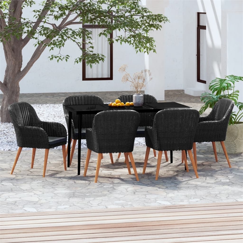 vidaXL Garden Dining Set in Black