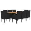 vidaXL Seats 8 Outdoor Rectangular Patio Dining Set in Black