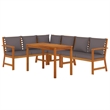 vidaXL Solid Acacia Wood/Fabric Patio Dining Set Natural Wood/Dark Gray
