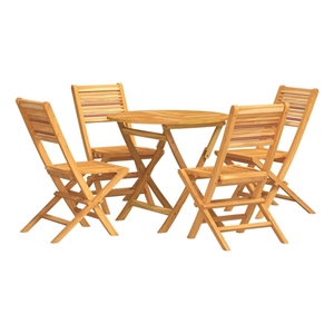 vidaXL Teak Wood Medium Foldable Garden Dining Set in Natural