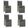 vidaXL PE Rattan Standard Adjustable Footrests Garden Dining Set in Grey
